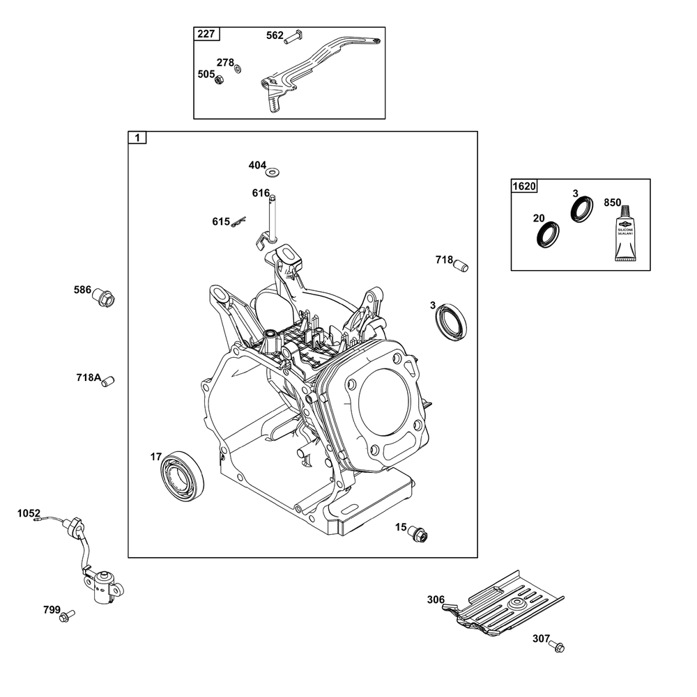Cylinder Group Diagram and Parts List for 25V337-0065-G1  Briggs and Stratton Engine